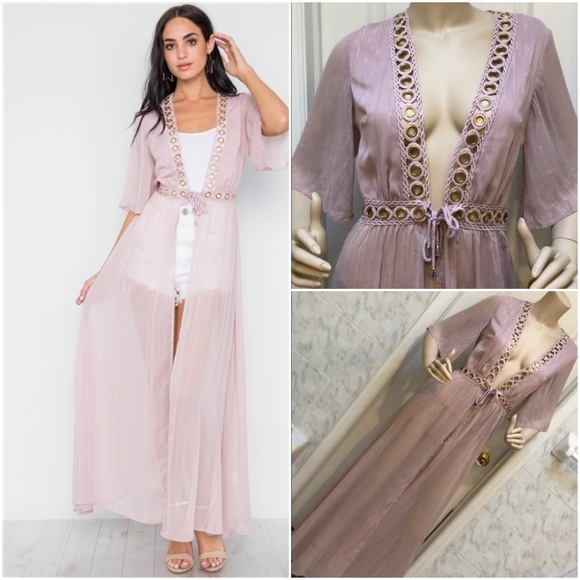 BLUSH SHEER SHORT SLEEVE CHIFFON DUSTER